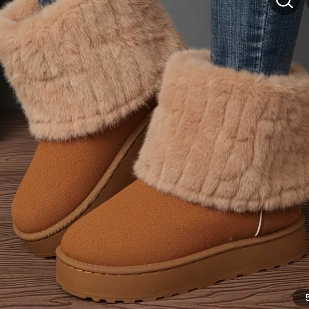 Black Faux Fur Winter Boots I put the other color in to help you see how made.aa - Picture 4 of 4